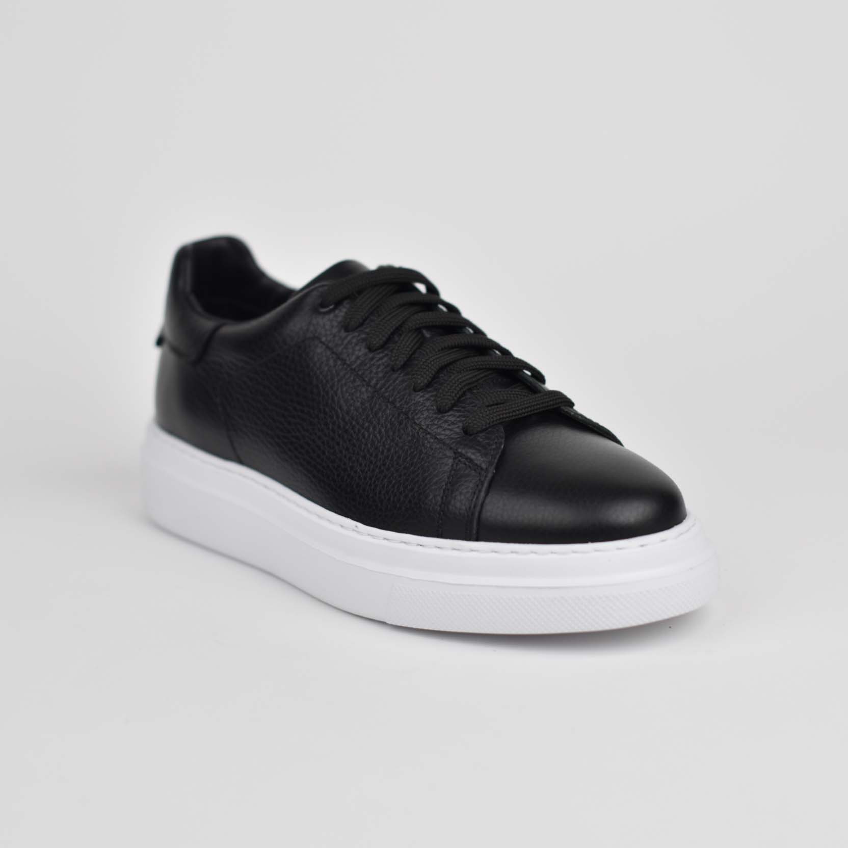 Sneakers për Meshkuj në Lëkurë Natyrale – Ngjyrë e Zezë (312) - Image 8